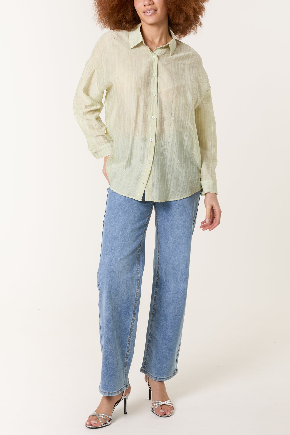 Glitter Detail Tencel Shirt