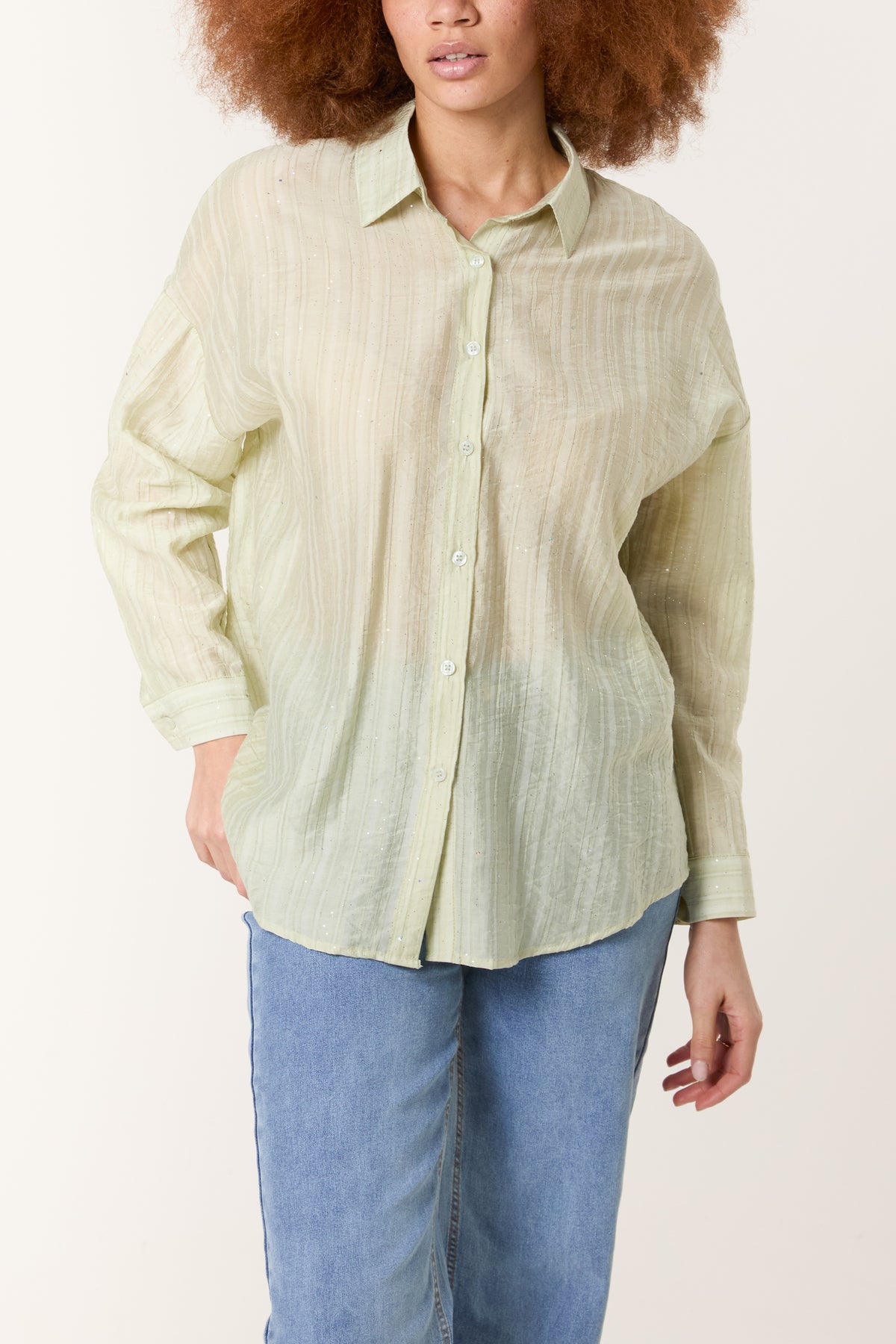 Glitter Detail Tencel Shirt