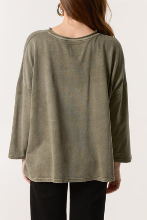 Stone Wash Bow Sweatshirt