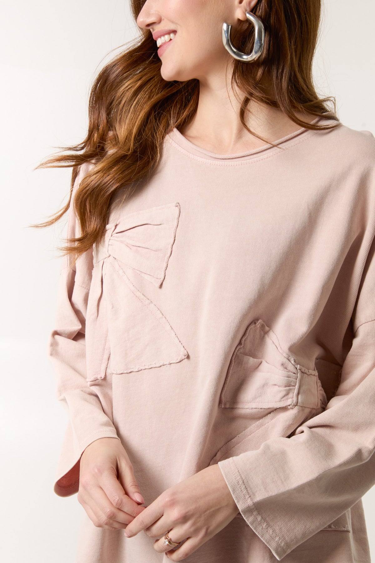 Stone Wash Bow Sweatshirt