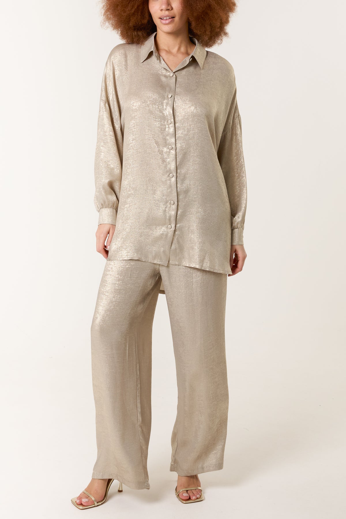 Champagne Shimmer Relaxed Shirt