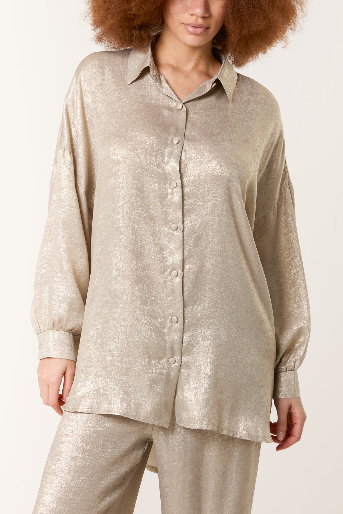 Champagne Shimmer Relaxed Shirt