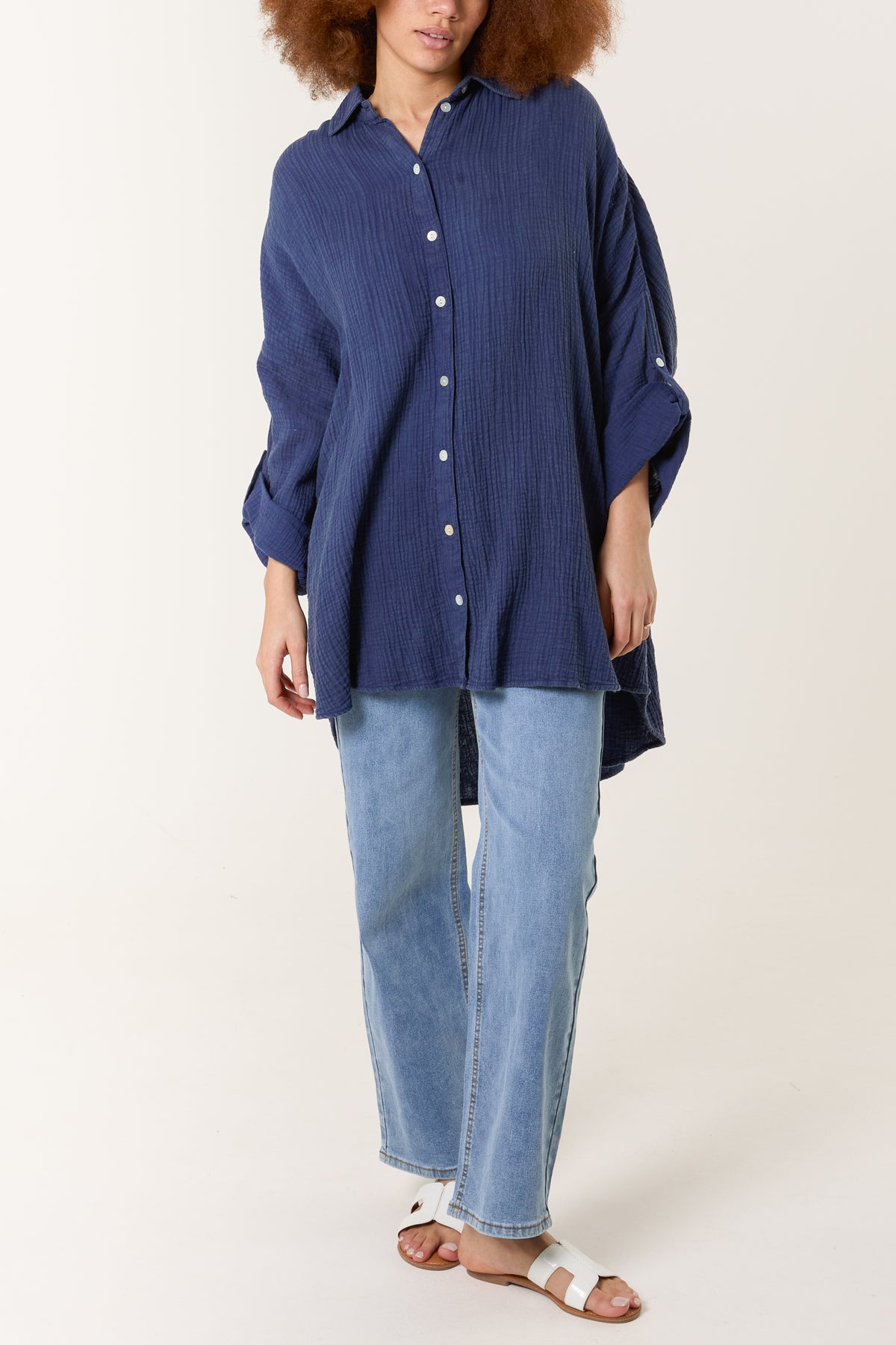 Crinkle Cotton Oversized Shirt