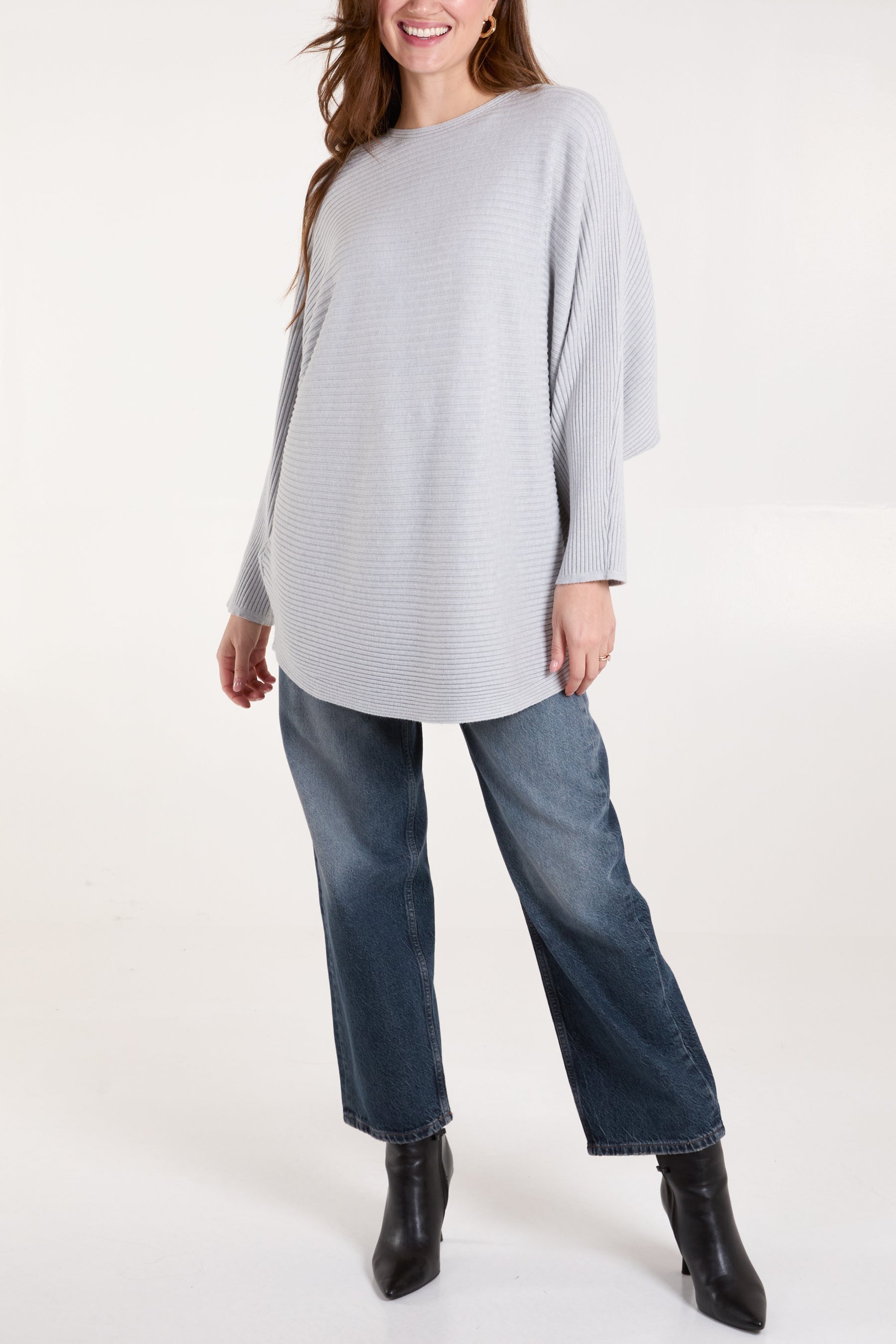 Slant Neck Ribbed Jumper