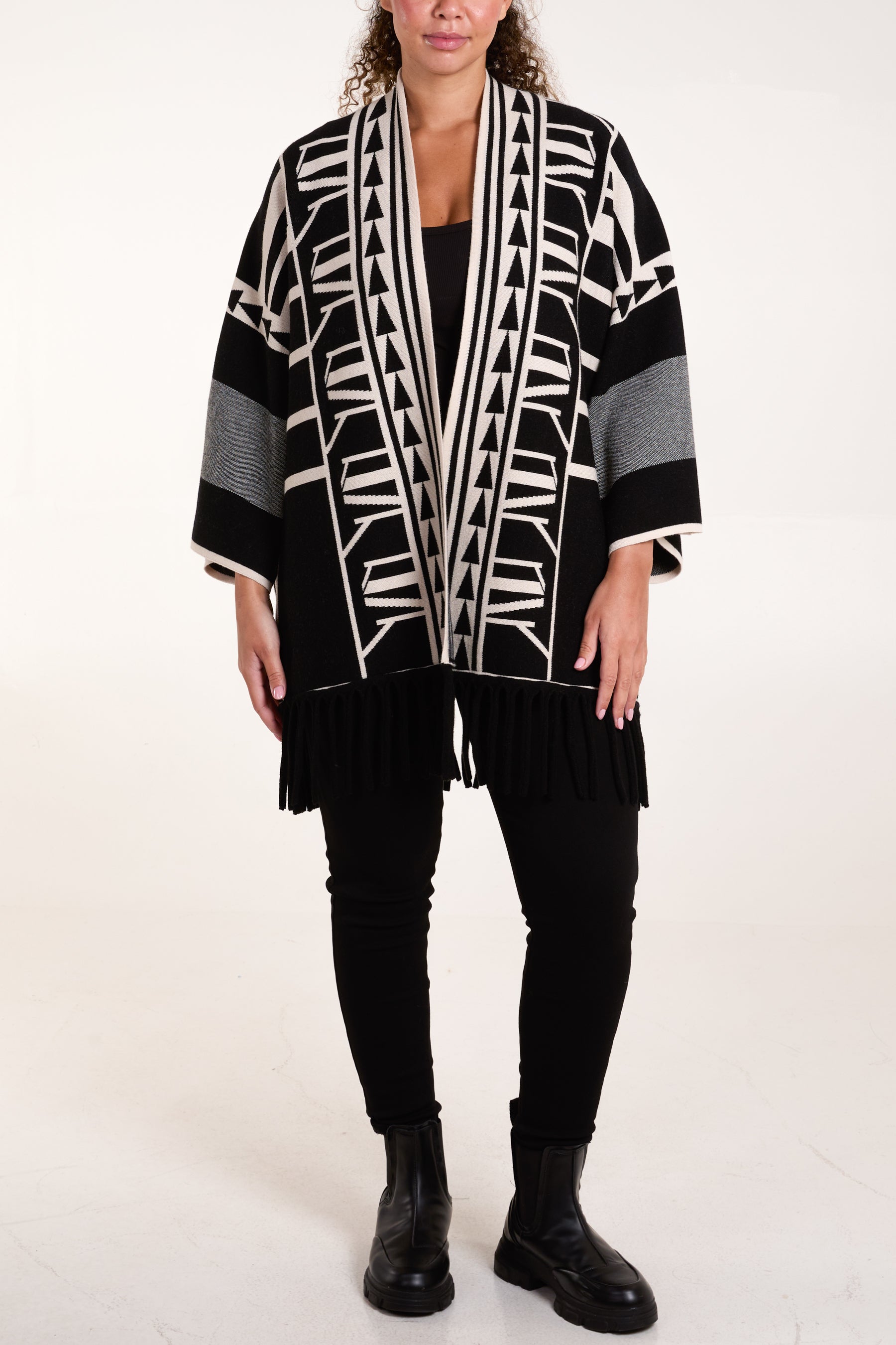 Aztec Print Tassel Cardigan