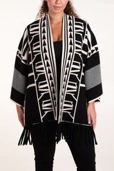 Aztec Print Tassel Cardigan