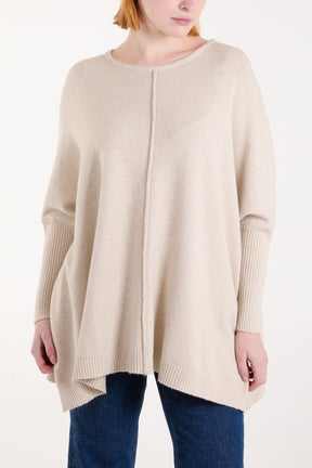 Seam Front Round Neck Relaxed Jumper