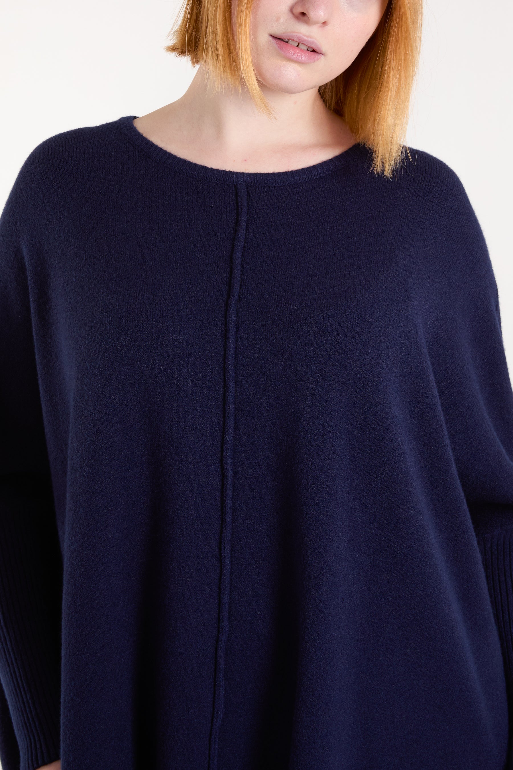 Seam Front Round Neck Relaxed Jumper