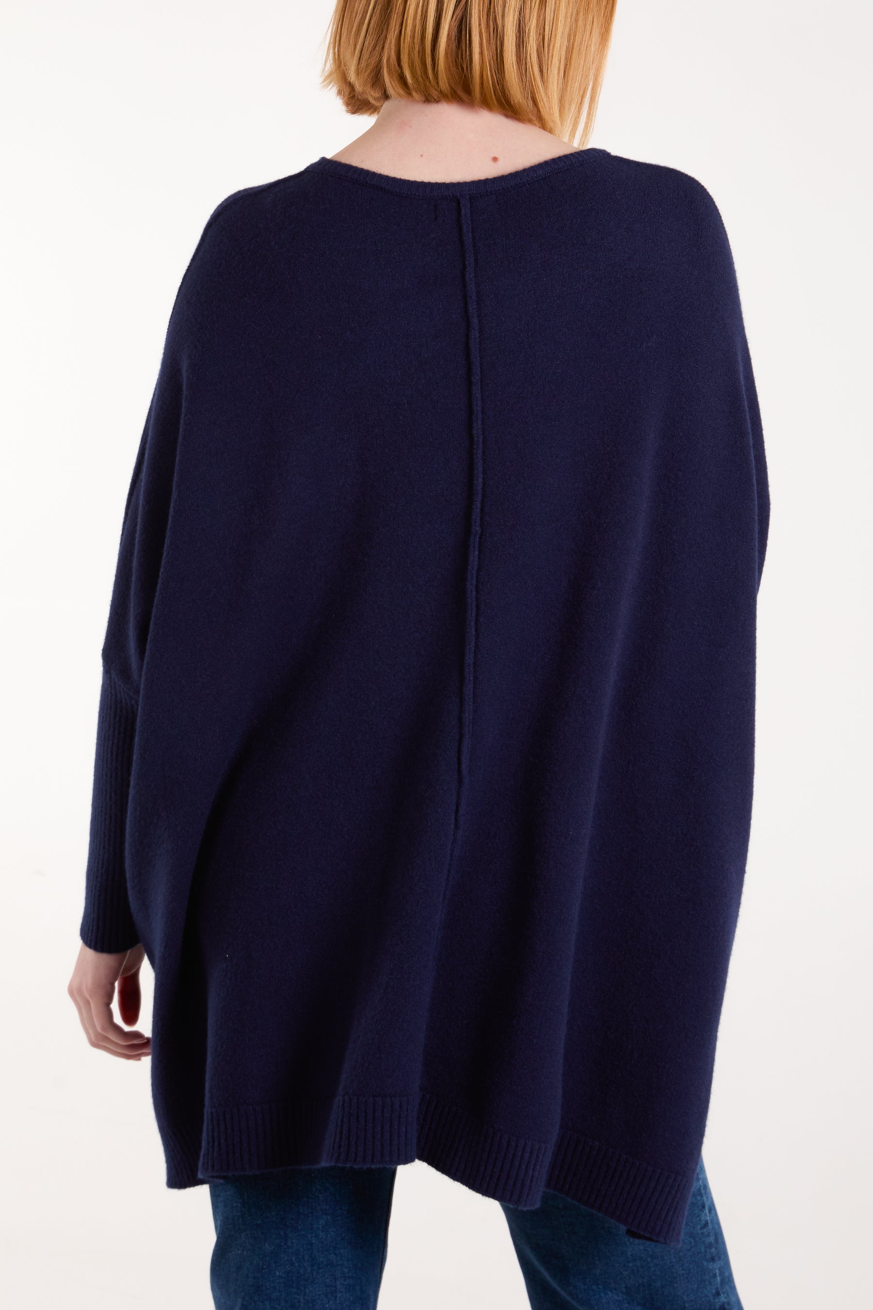 Seam Front Round Neck Relaxed Jumper