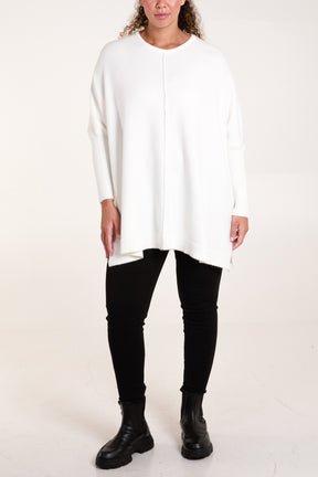 Seam Front Round Neck Relaxed Jumper