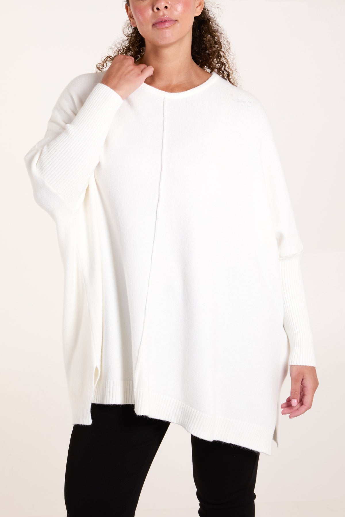 Seam Front Round Neck Relaxed Jumper