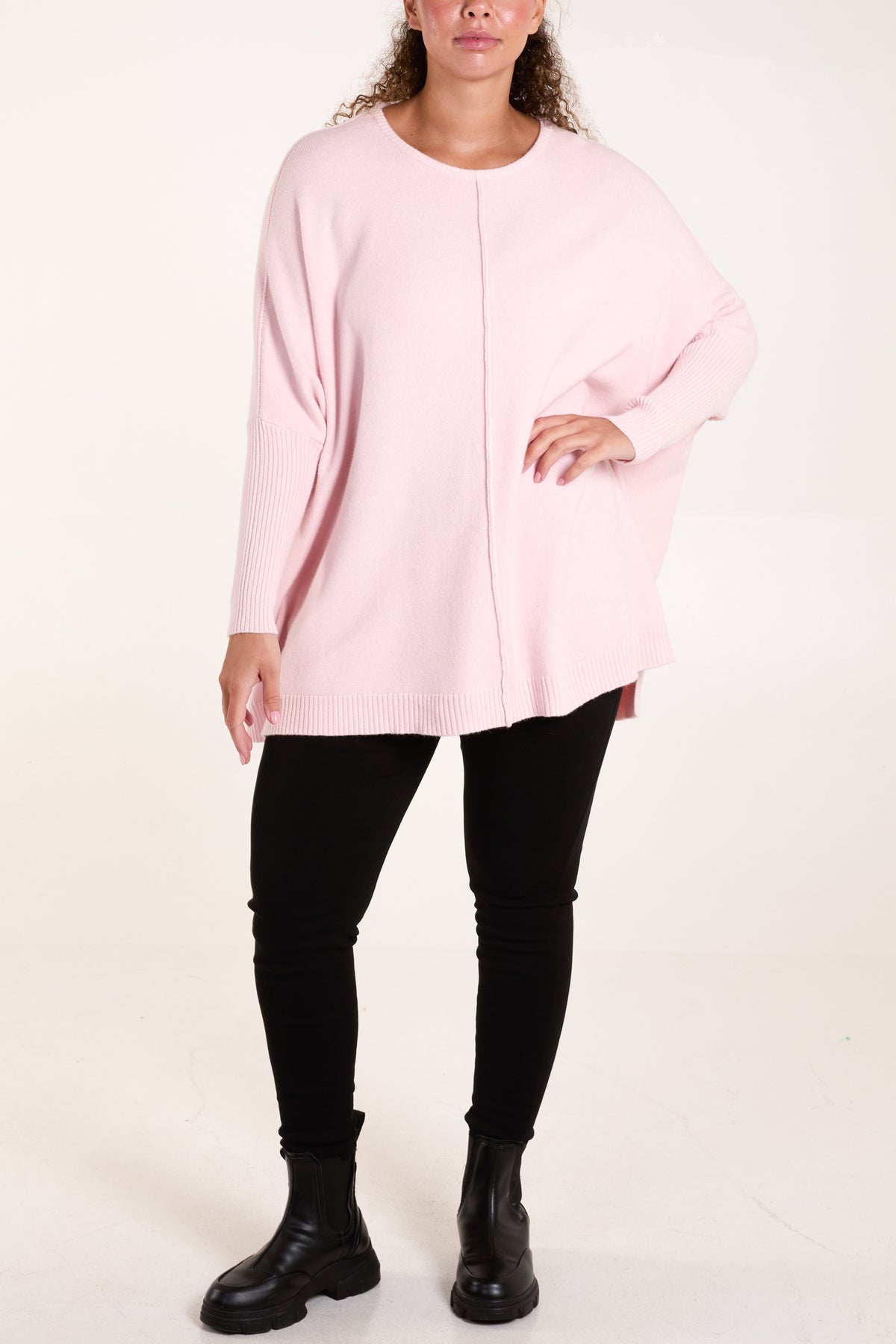 Seam Front Round Neck Relaxed Jumper