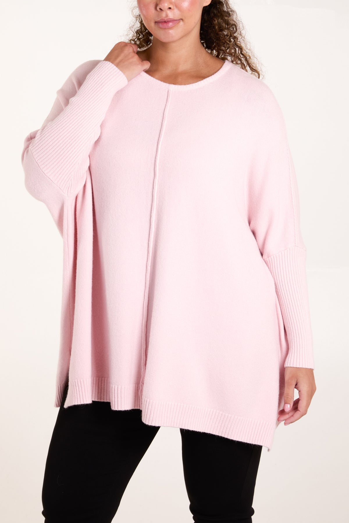 Seam Front Round Neck Relaxed Jumper