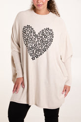 Relaxed Batwing Flower & Heart Jumper