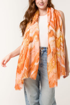 Abstract Printed & Foil Scarf
