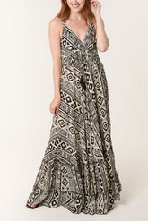 Aztec Cami Frill Hem Maxi Dress