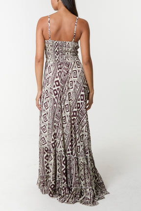 Aztec Cami Frill Hem Maxi Dress