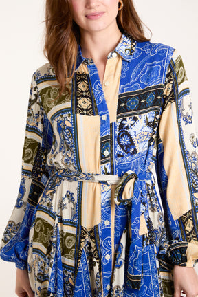 Patchwork Godet Shirt Dress