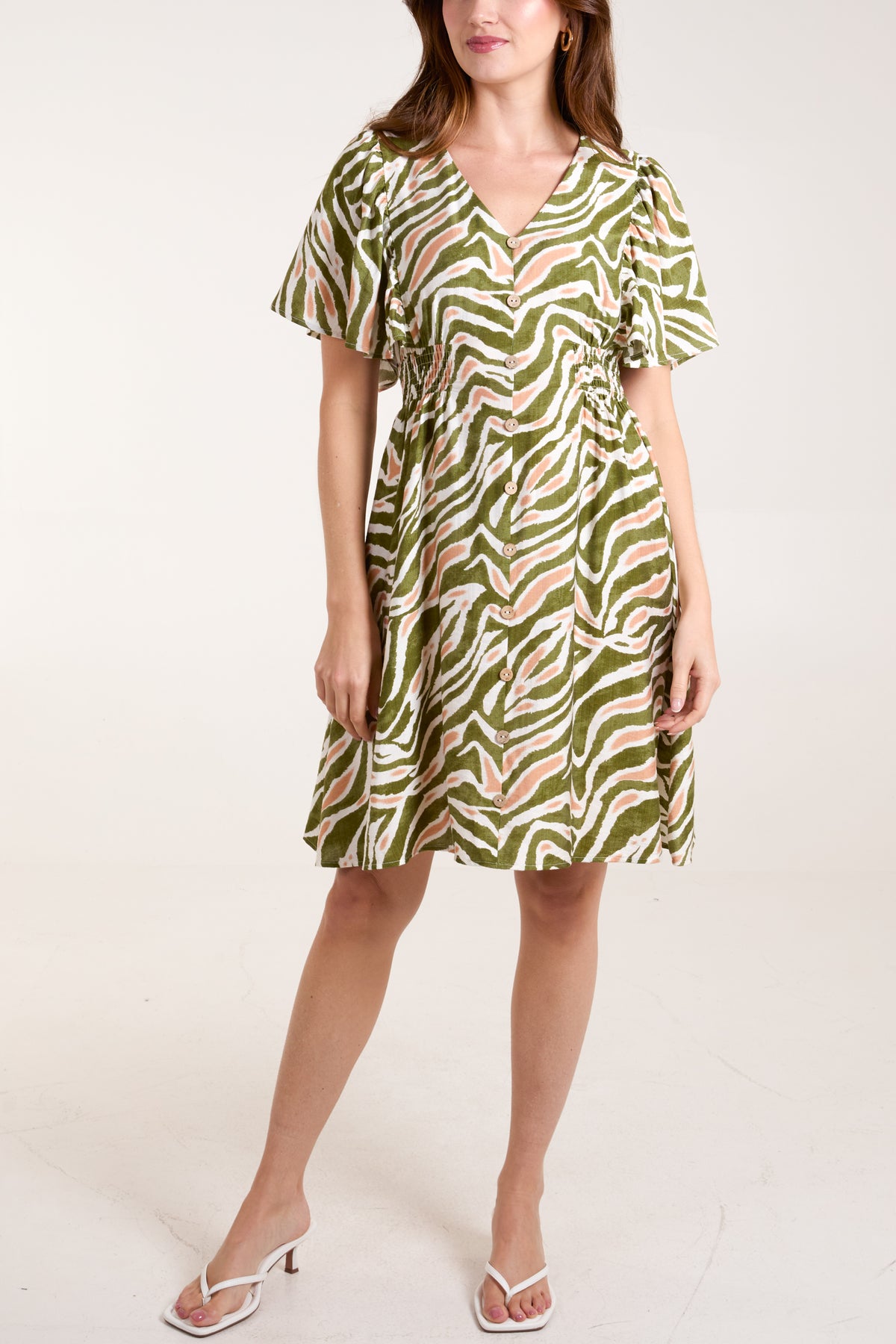 Animal Print Coconut Button Through Dress