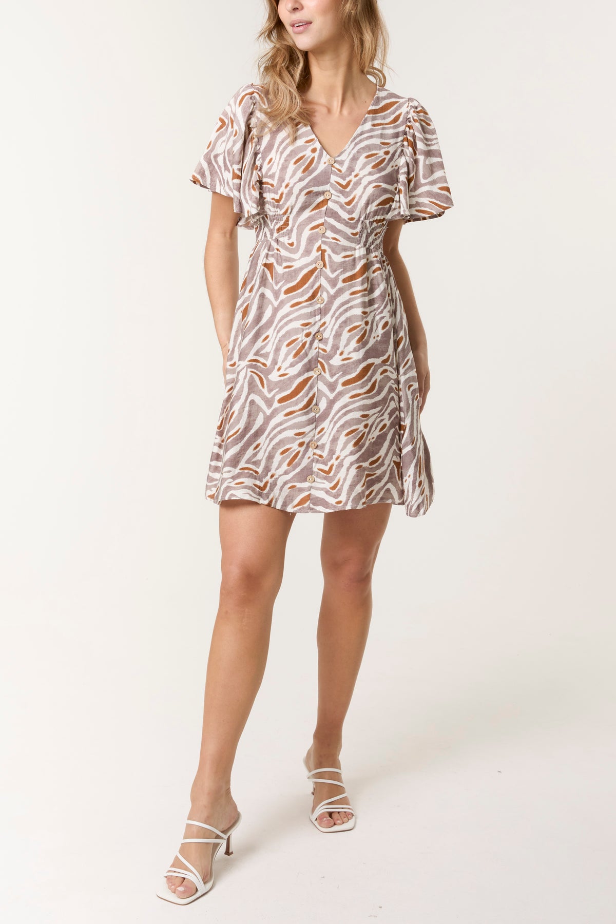 Animal Print Coconut Button Through Dress