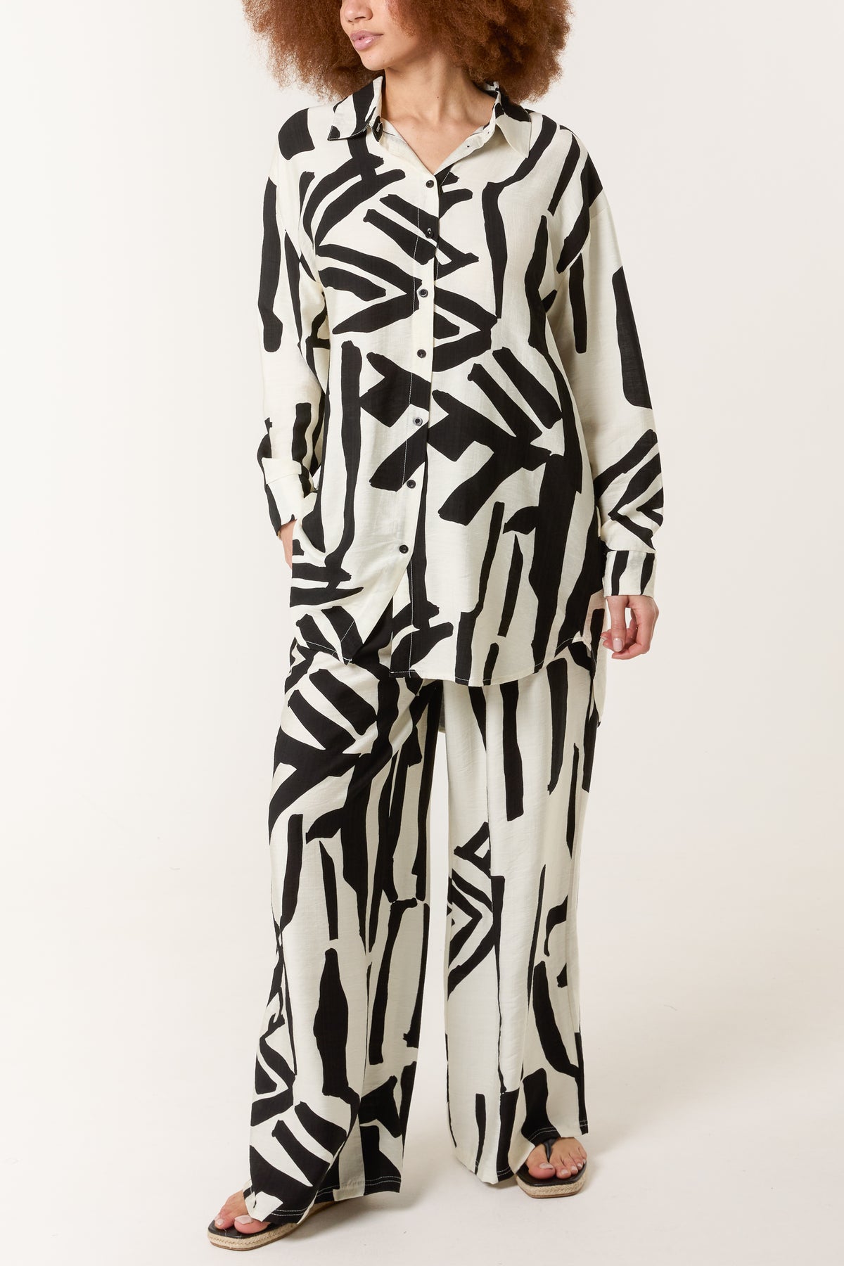 Abstract Line Print Shirt & Trouser Set