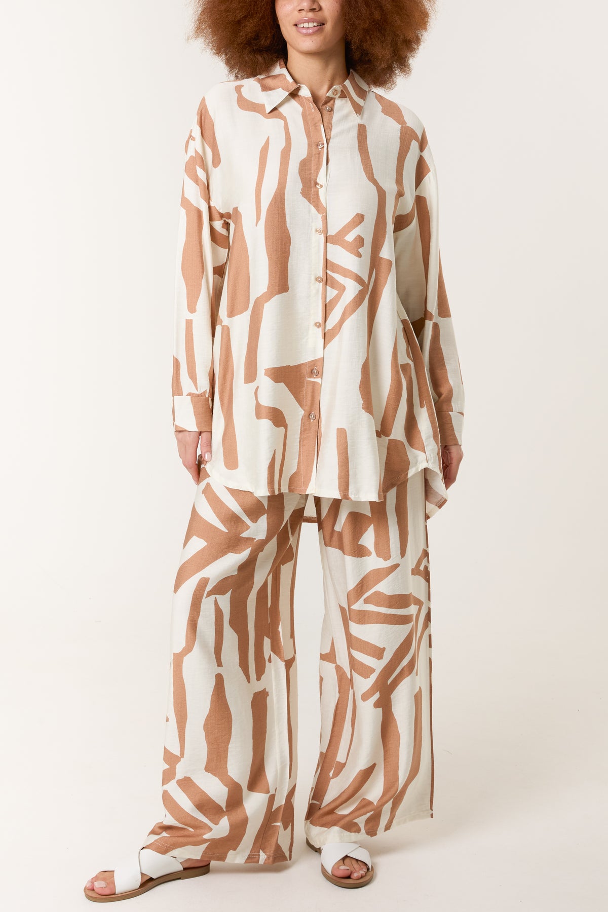 Abstract Line Print Shirt & Trouser Set