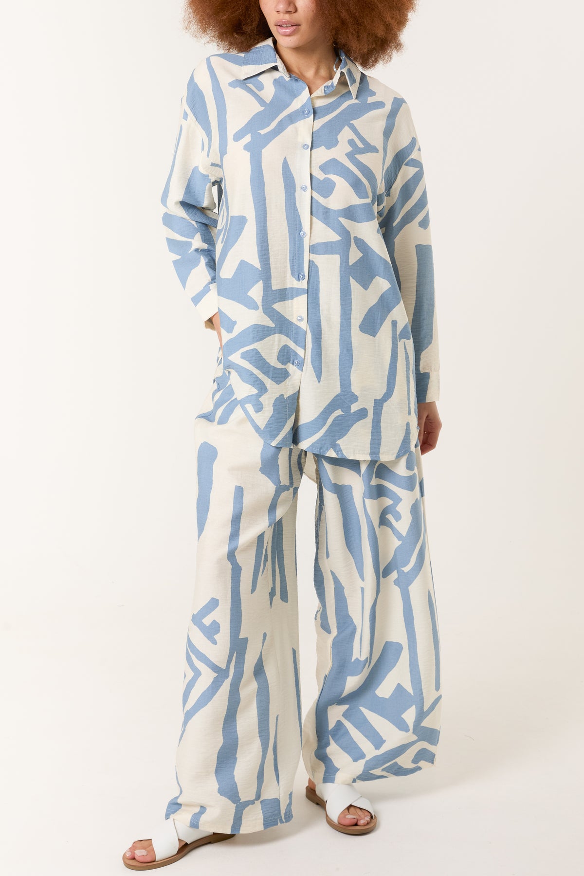 Abstract Line Print Shirt & Trouser Set