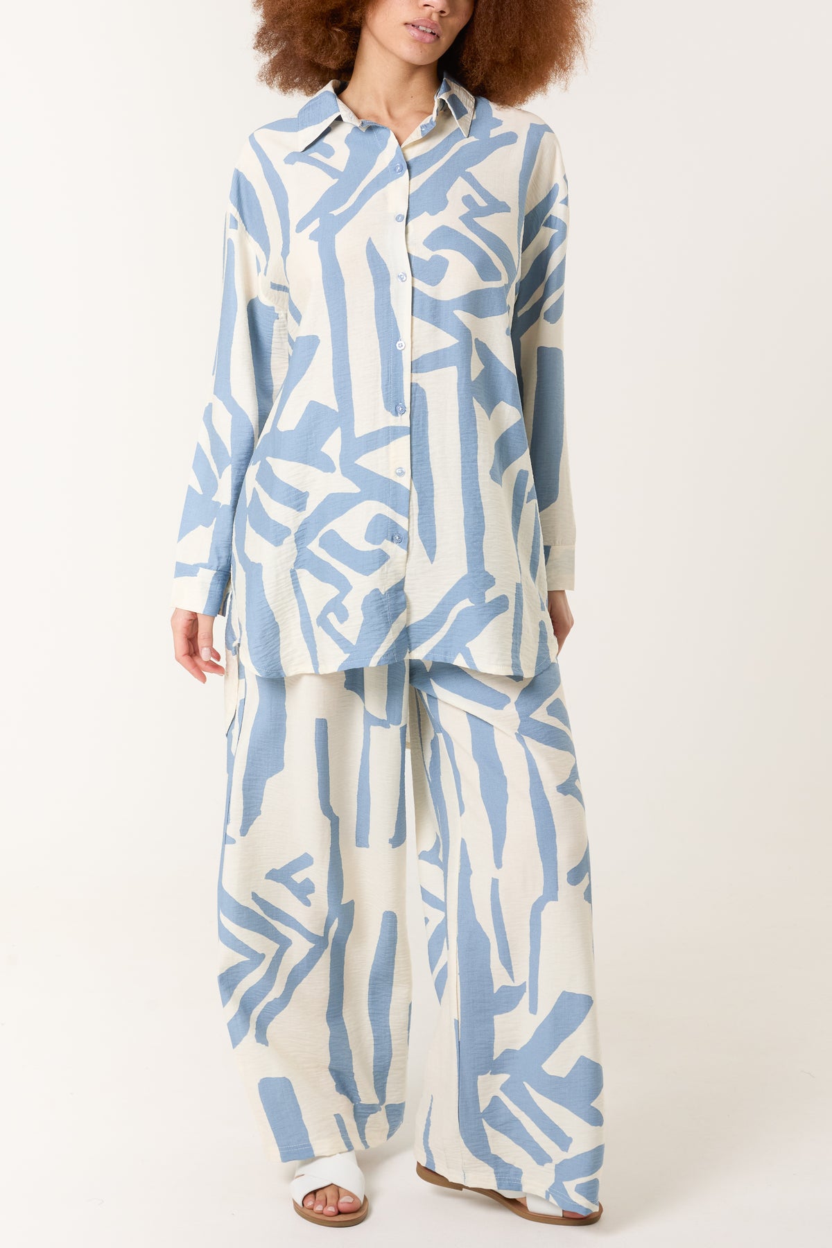 Abstract Line Print Shirt & Trouser Set