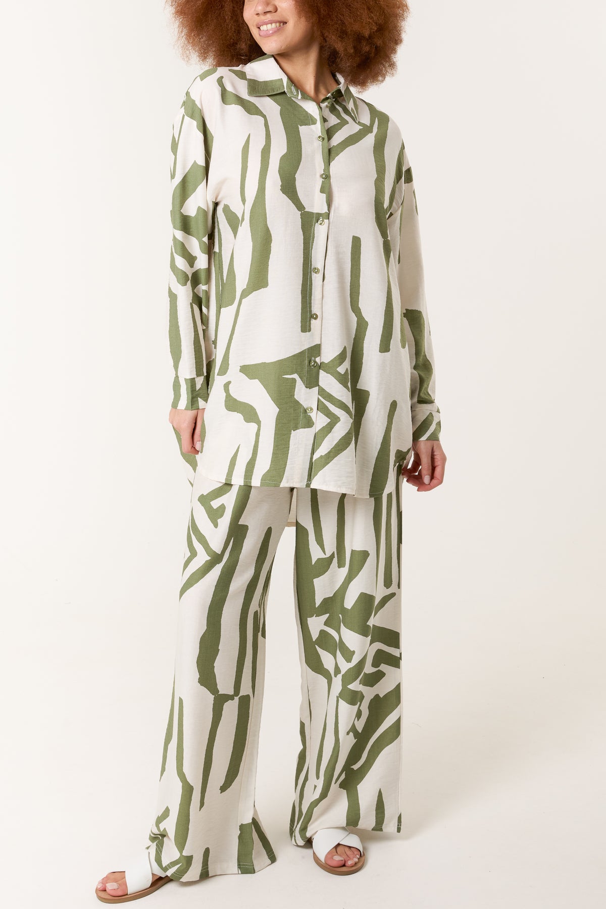 Abstract Line Print Shirt & Trouser Set