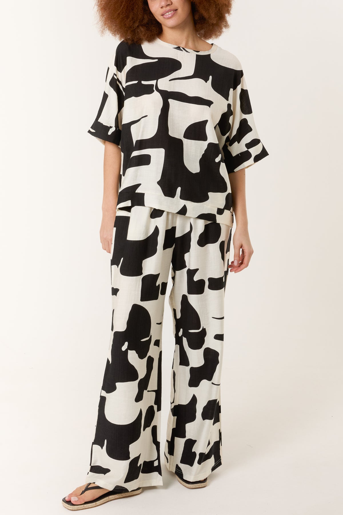 Abstract Relaxed Top & Trouser Set