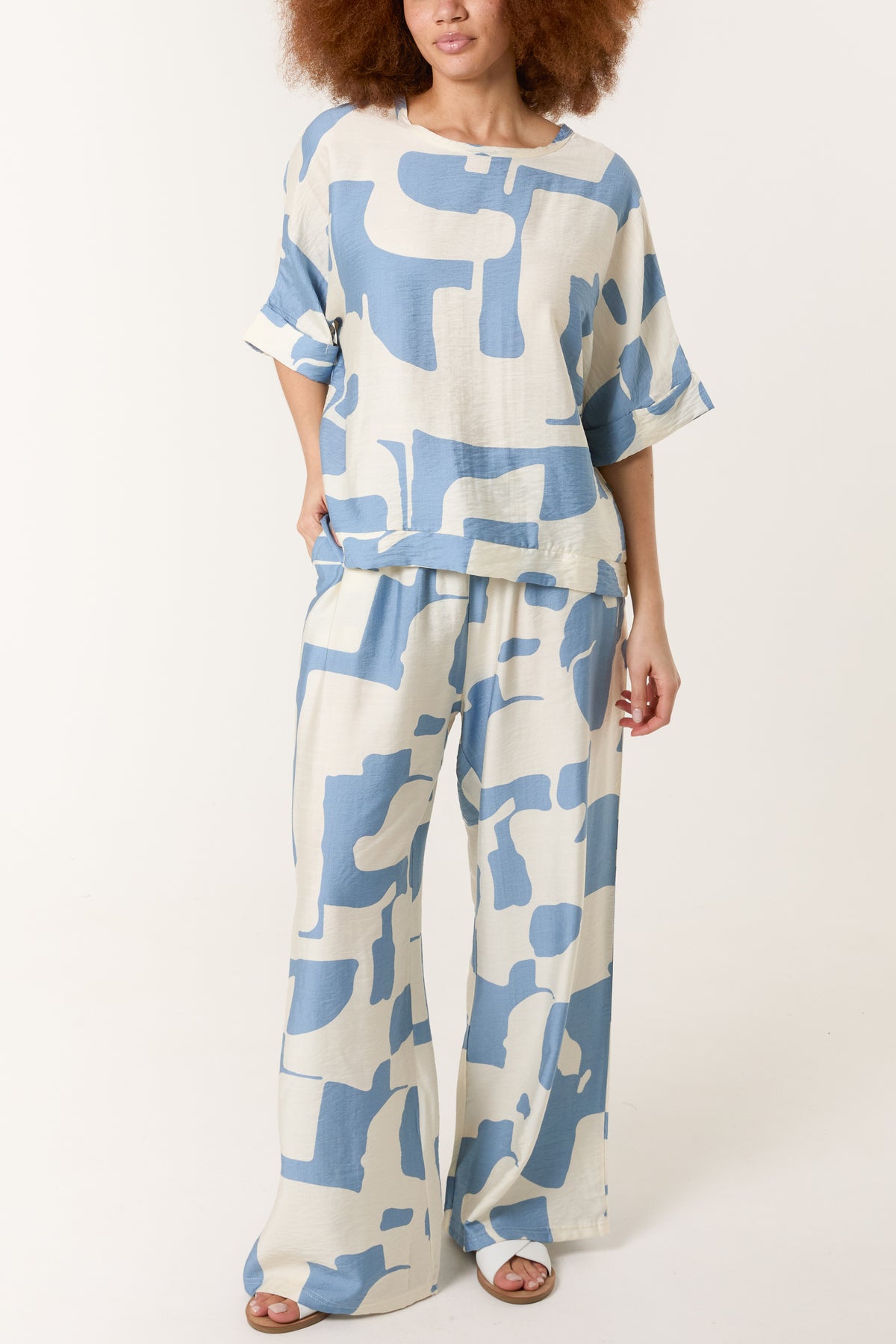 Abstract Relaxed Top & Trouser Set