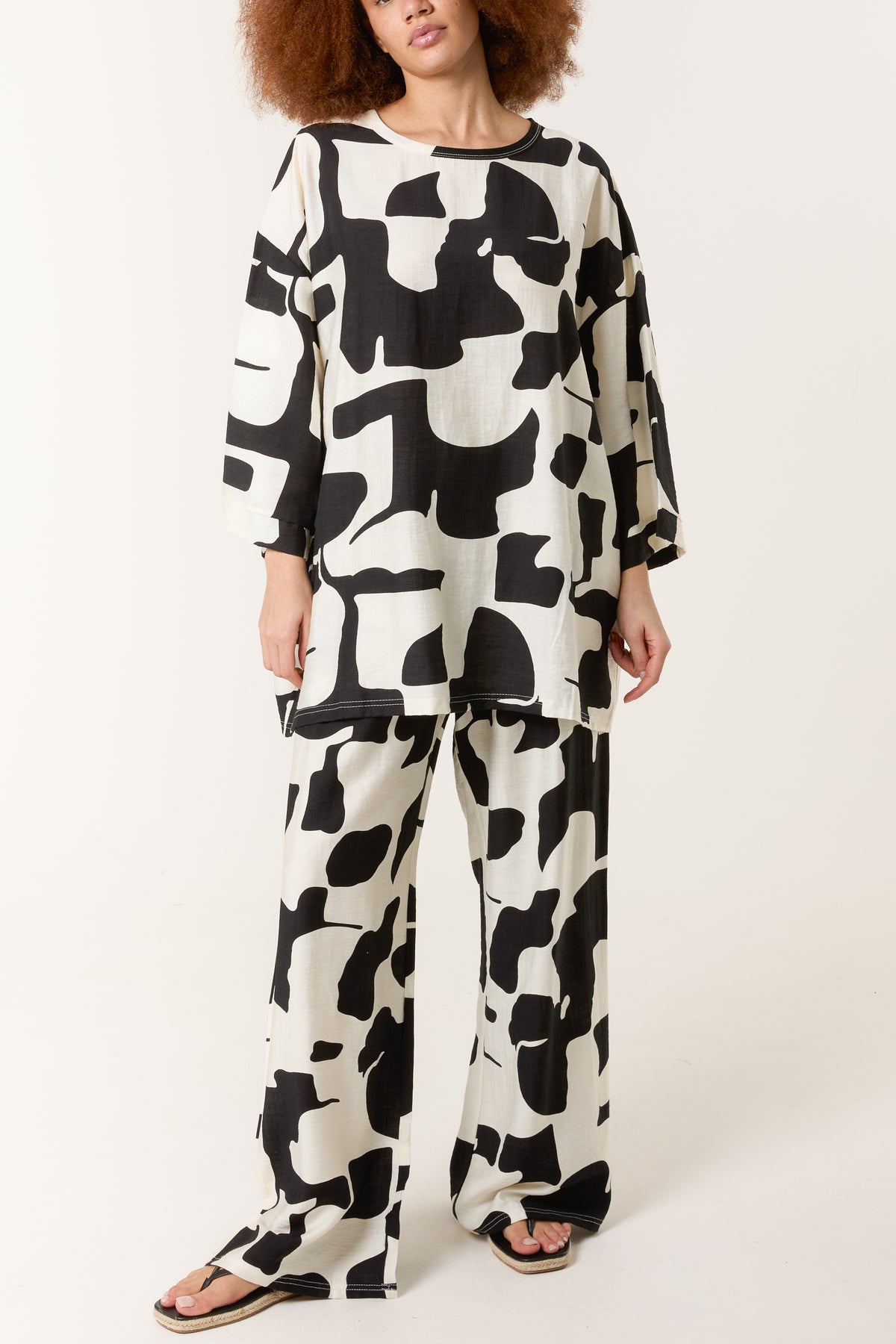 Abstract Long Sleeve Top & Trouser Set