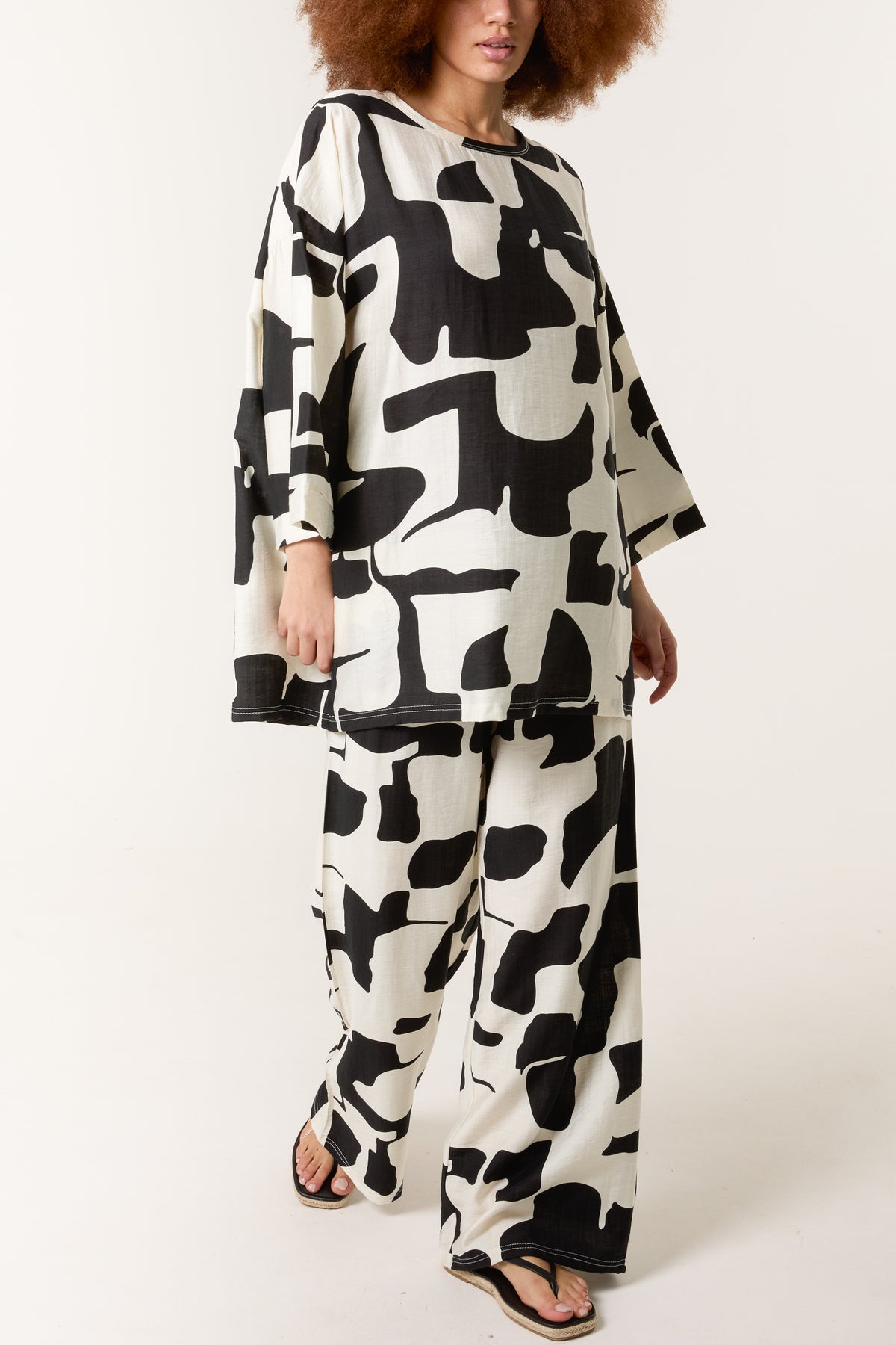 Abstract Long Sleeve Top & Trouser Set