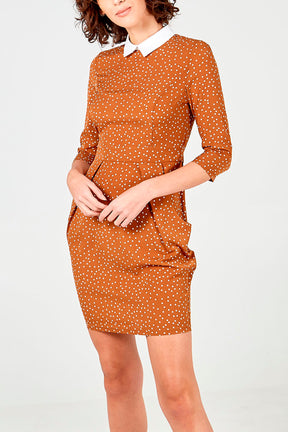 Collar Long Sleeve Tulip Dress