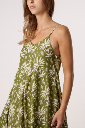 Palm Tree Print Hanky Hem Dress