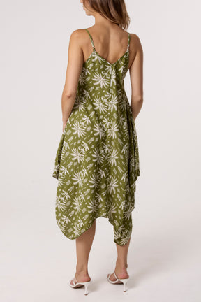 Palm Tree Print Hanky Hem Dress