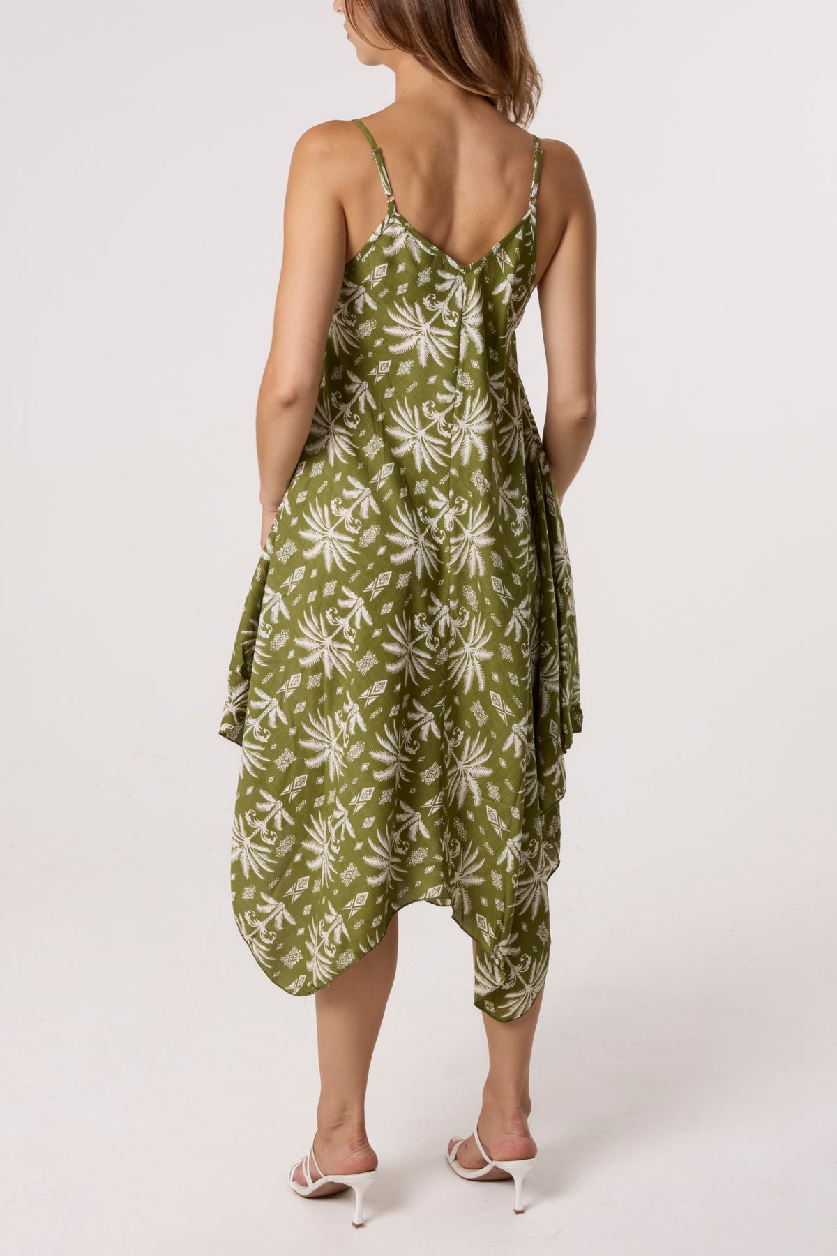 Palm Tree Print Hanky Hem Dress
