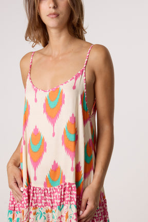 Printed Tiered Cami Relaxed Dress