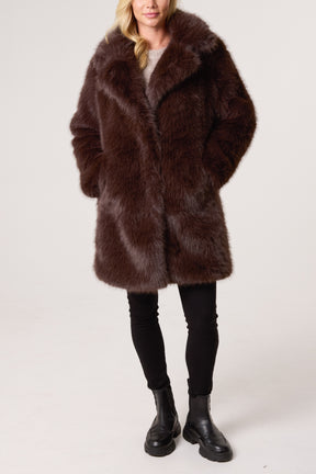Faux Fur Mid Length Coat