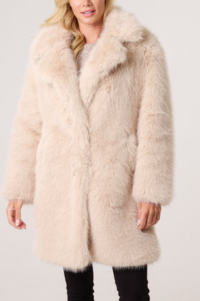 Faux Fur Mid Length Coat