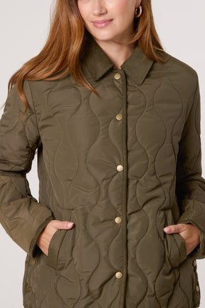 Onion Quilted Cord Coat