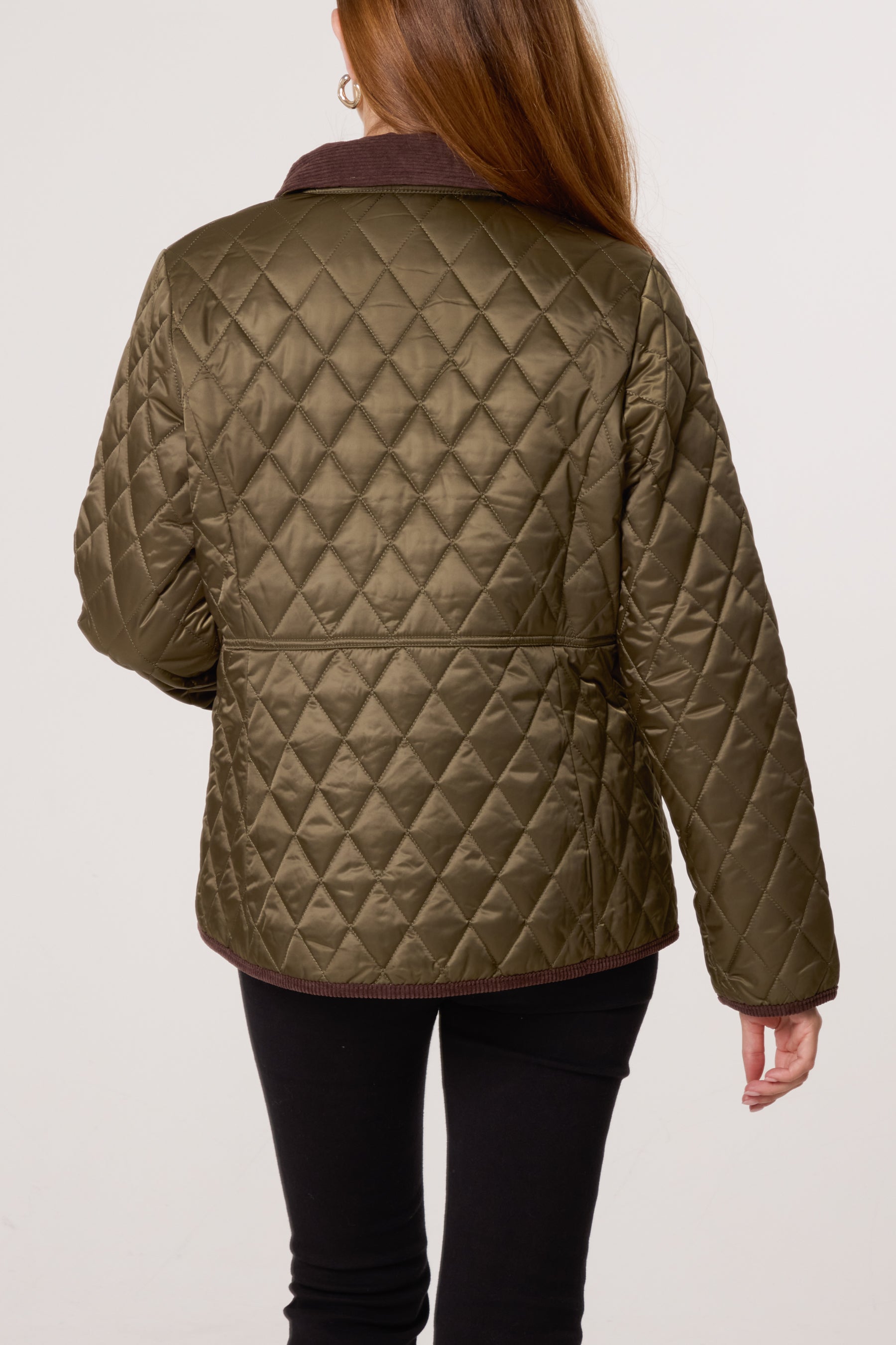Diamond Quilted Contrast Round Coat