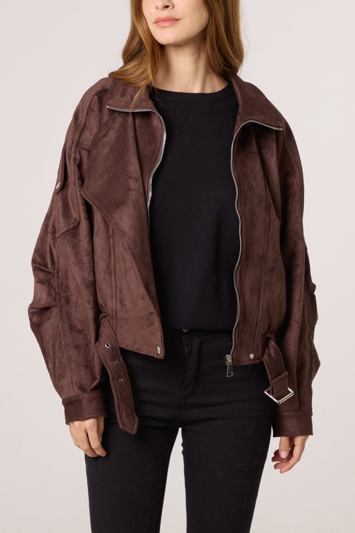 Faux Suede Biker Jacket