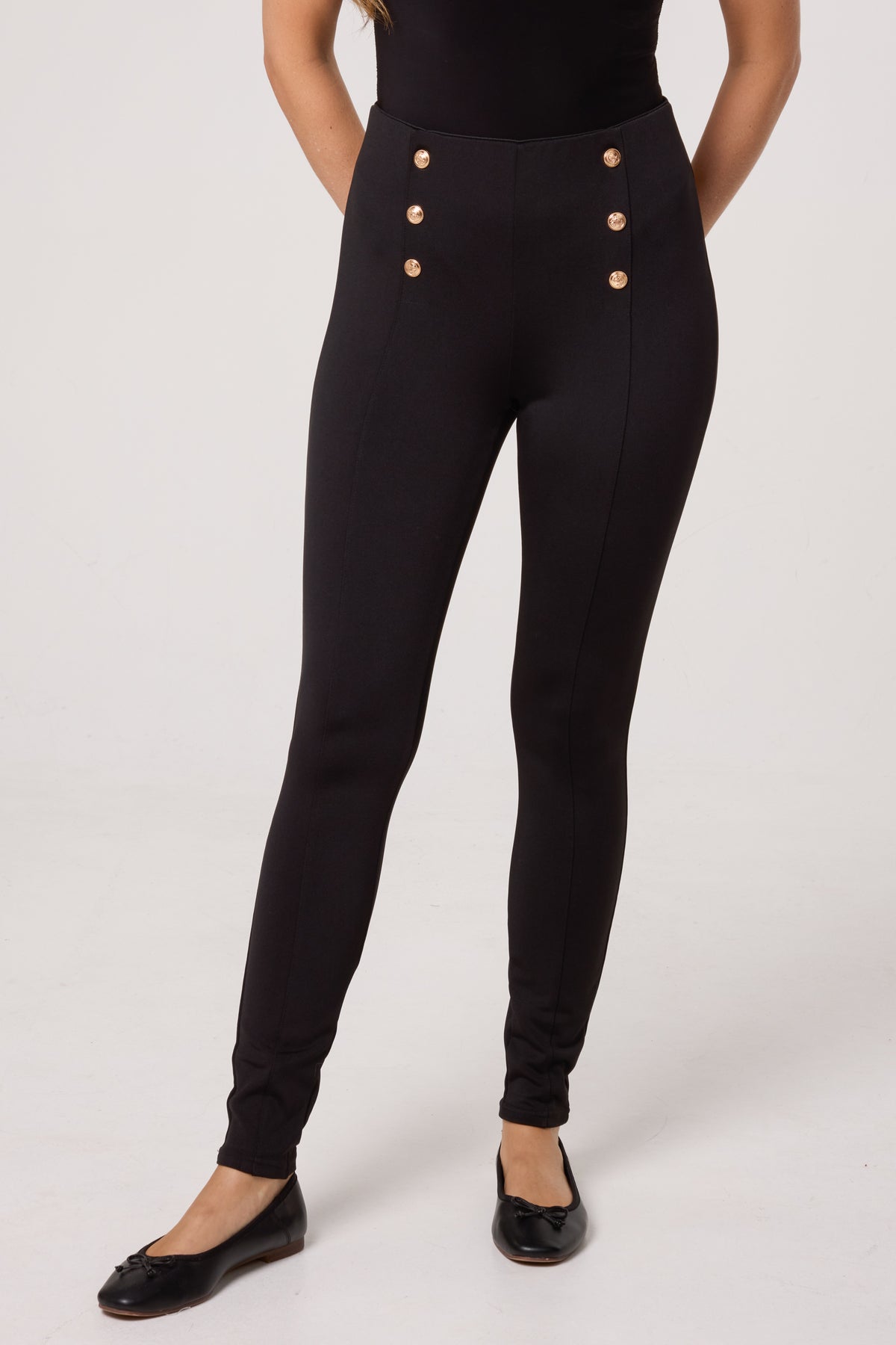 Button Detail Shaping Legging