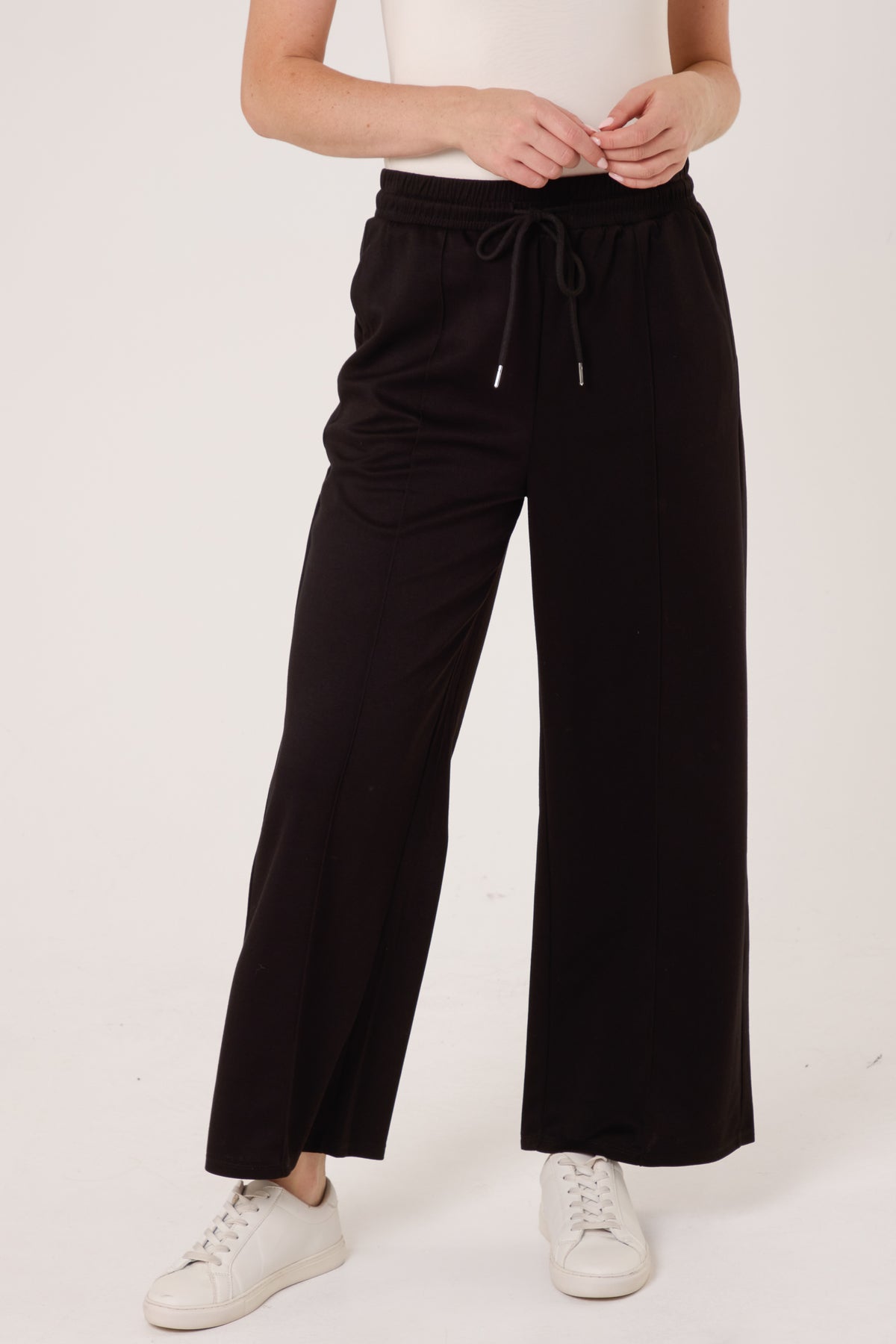 Pintuck Wide Leg Jogger Trousers