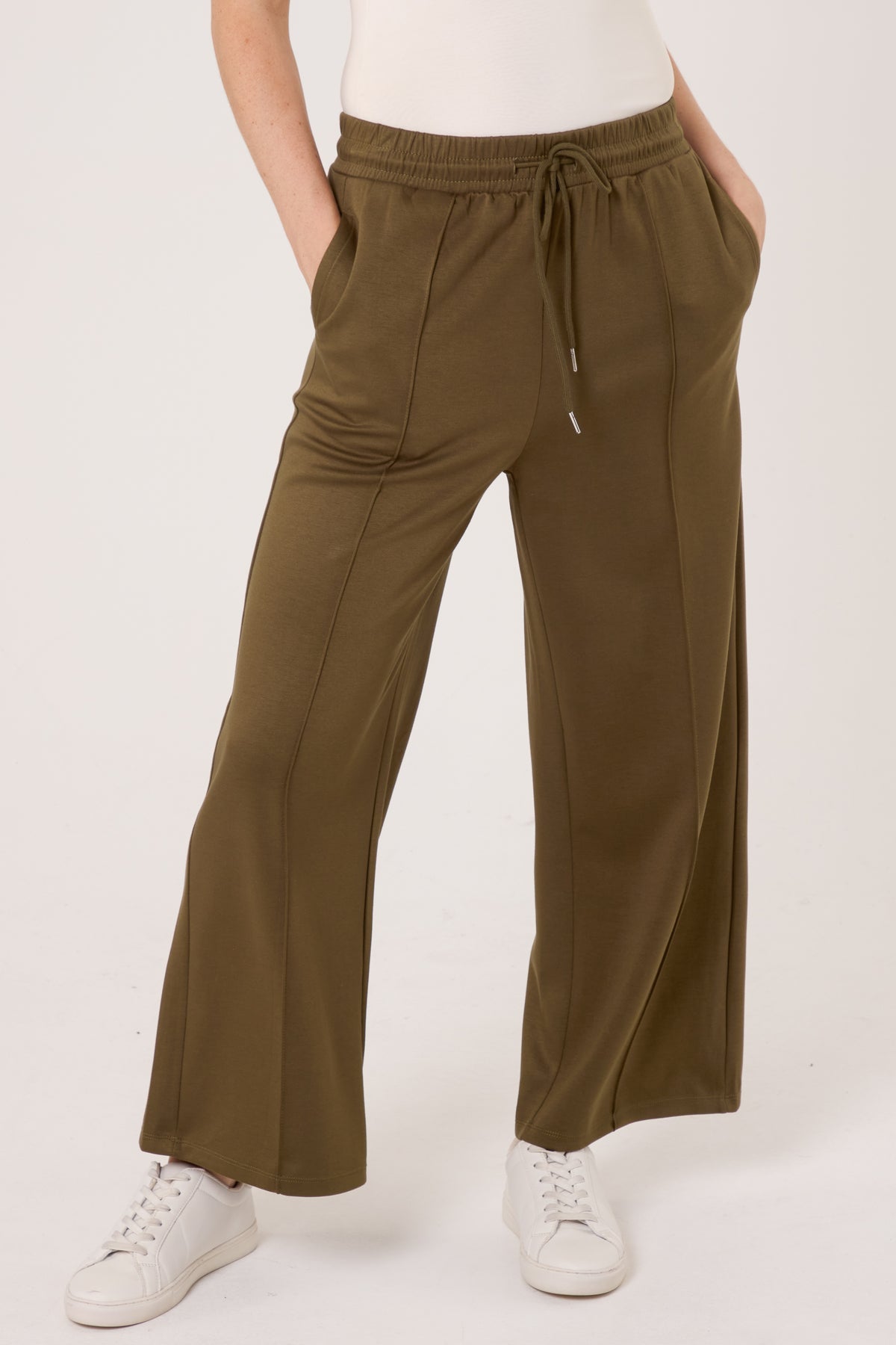 Pintuck Wide Leg Jogger Trousers