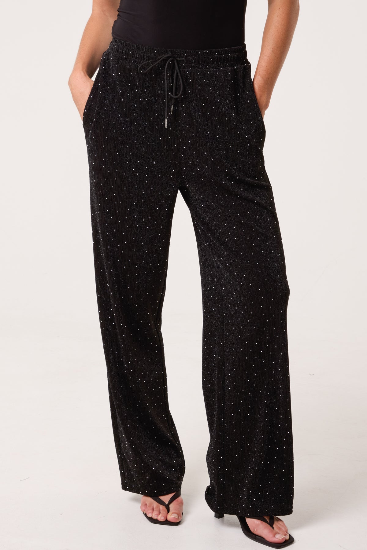 Rhinestone & Sparkle Drawstring Trouser