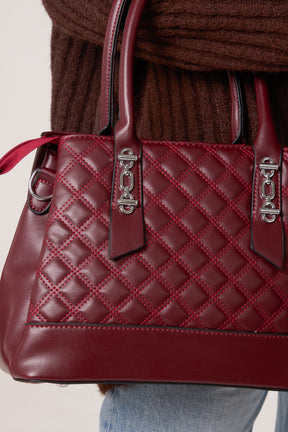 Quilted Faux Leather Hand Bag w/ Shoulder Strap
