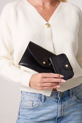 Canvas Stripe Handbag w/ Strap & Clutch Purse