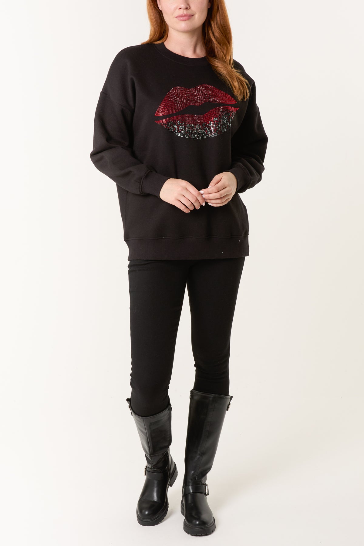 Sequin Embellished Lips Sweatshirt